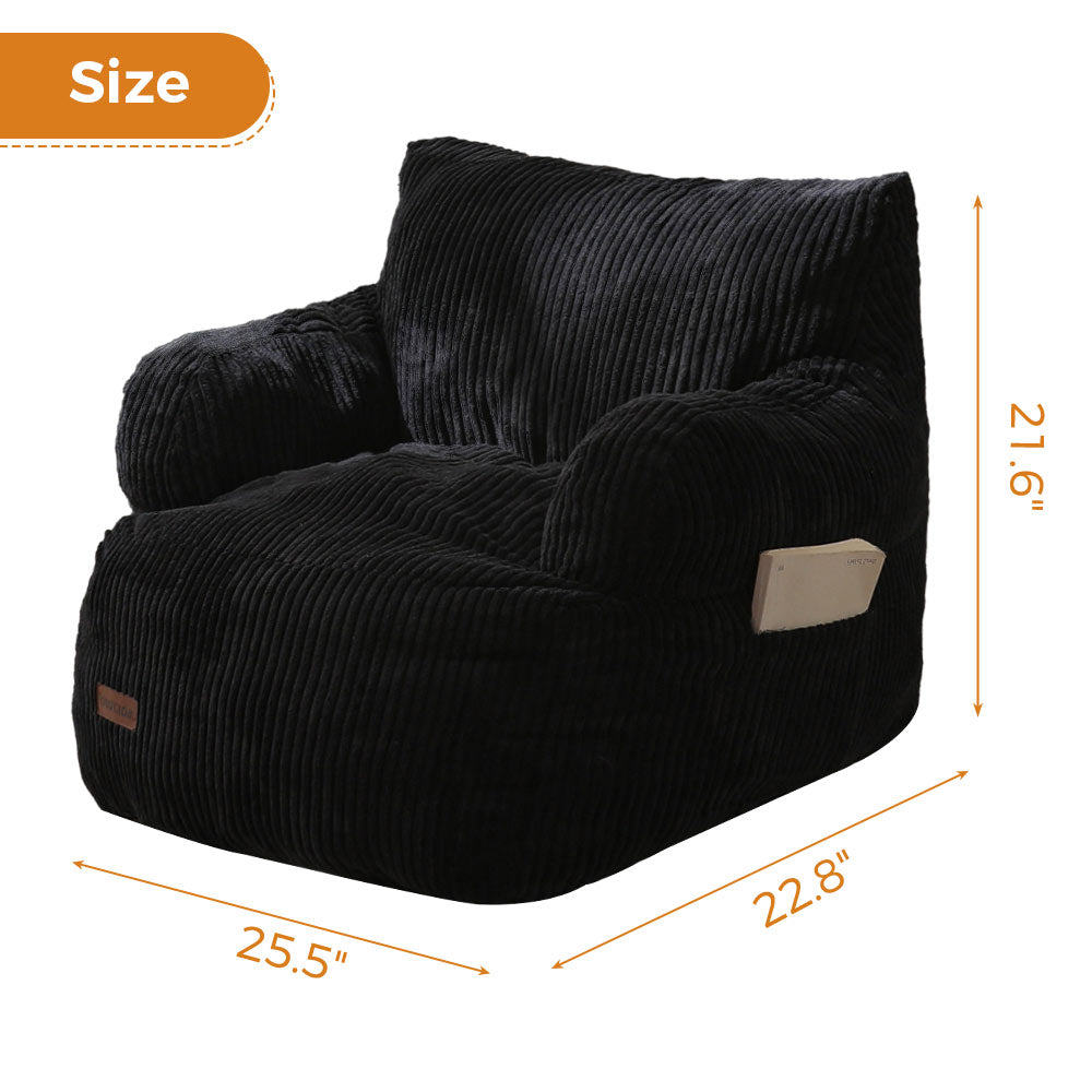 MAXYOYO Kids Bean Bag Chair - Soft & Comfortable Stuffed Toddler Bean Bag Sofa with Removable Filler for Boys & Girls (Black) - Perfect for Playroom, Bedroom & Reading Nook