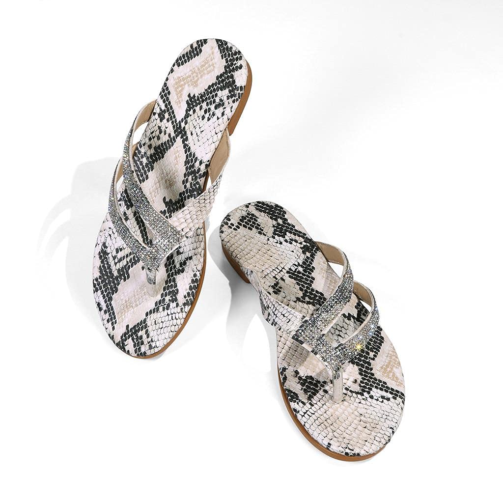MakeYouChic Women's Crystal Thong Flip Flops - Comfortable Slip-On Sandals for Summer, Beach & Casual Wear | Stylish Flat Sandals for Women