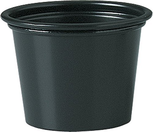 250-Pack 1.0 oz Black Solo Plastic Cups - Disposable Portion Containers for Food, Beverages, Crafts - Perfect for Parties, Picnics, and Office Snacks