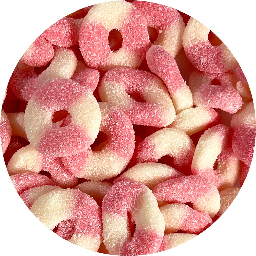 Kustomkids Sour Pink Lemonade Candy Rings - 2.2lb Bulk Bag - Sweet & Tangy Treats for Parties, Movie Nights & Snacking