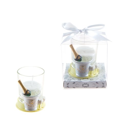 48-Pack Poly Resin Champagne Bottle in Ice Bucket Candle Set – Elegant Wedding, Party & Home Decor Centerpiece