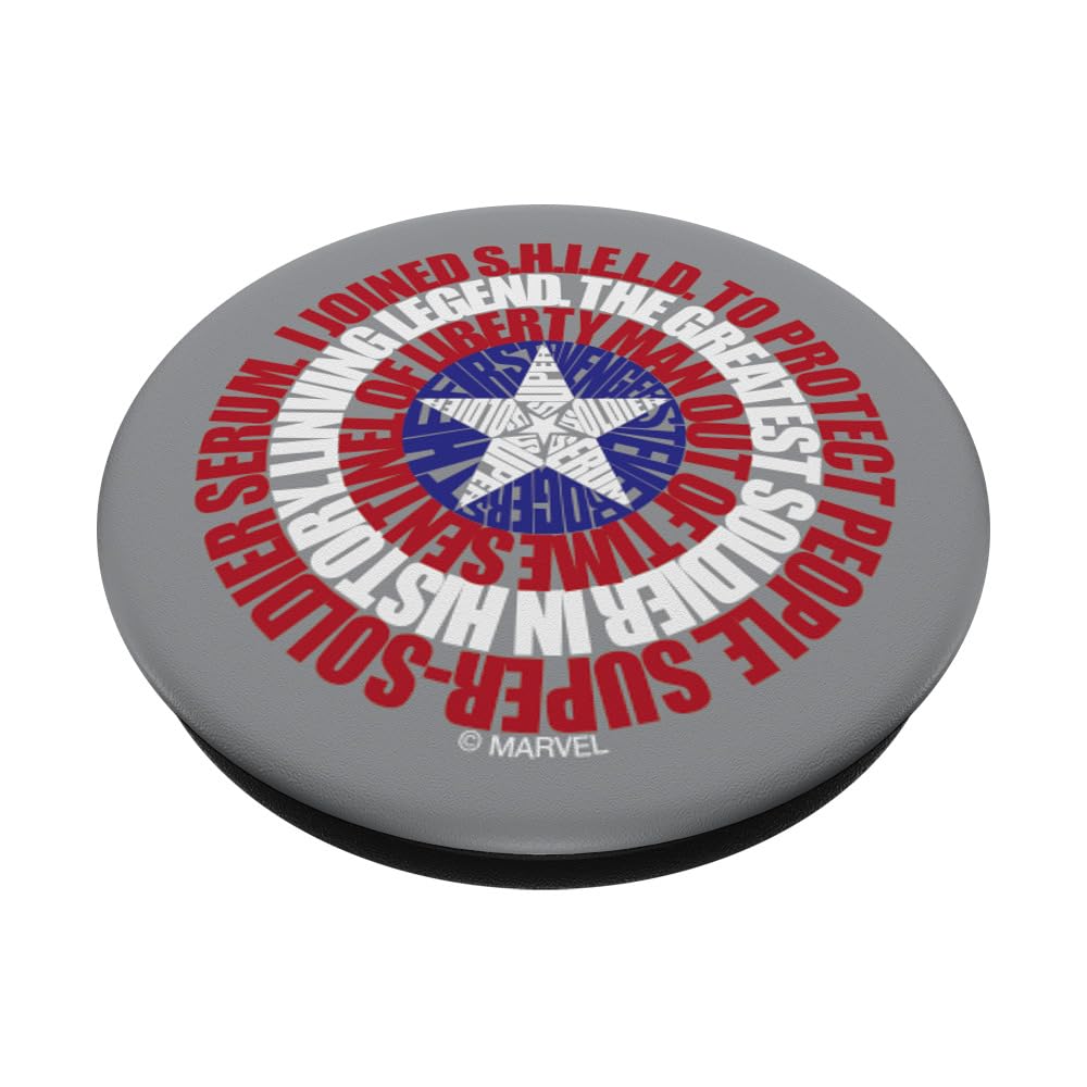 Marvel Captain America Shield with Inspirational Quotes - Standard PopGrip Phone Grip & Stand for iPhone, Samsung, Smartphones | Perfect for Superhero Fans, Daily Commute, Work & Travel