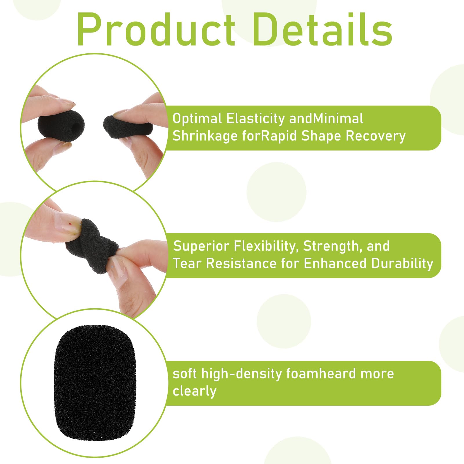 20 Pack Mini Foam Microphone Windscreens - High Density Lavalier Mic Covers for Noise Reduction (Black, 1.18