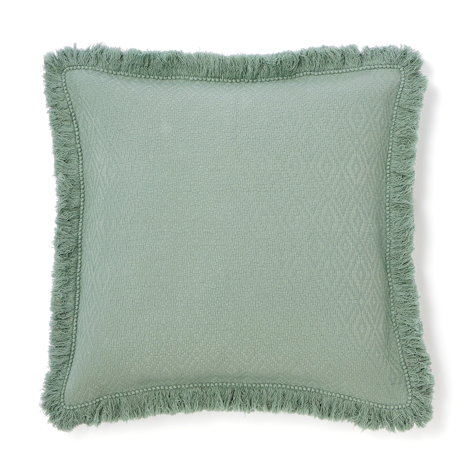 Luxury Diamond Fringe Cushion Cover 24x24 Inches - Soft Green Velvet Decorative Pillow Case for Sofa, Bed, Living Room - Home Decor Accent for Modern & Boho Style Interiors