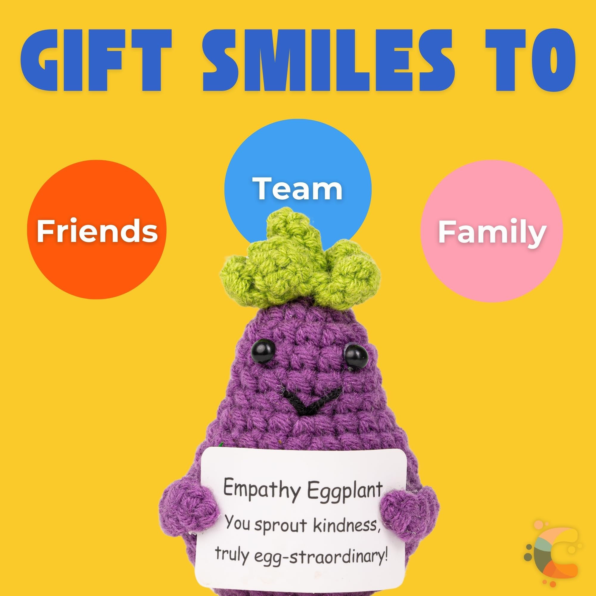 Friendly Veggies Plush Toys - Positive Potato, Emotional Support Pickle, Cute Crochet Animals Gift Set for Stress Relief & Teacher Appreciation | Mini Stuffed Animals for Kids, Office Decor & Anxiety Relief