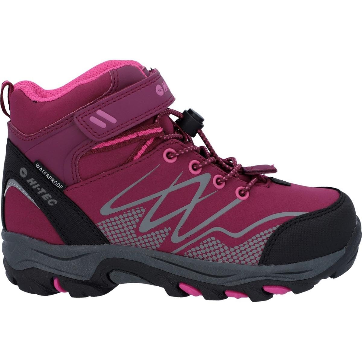 HI-TEC Blackout Mid Boots for Women - Dark Rose/Fuchsia UK 3 - Waterproof Hiking Shoes for Outdoor Adventures & Casual Wear