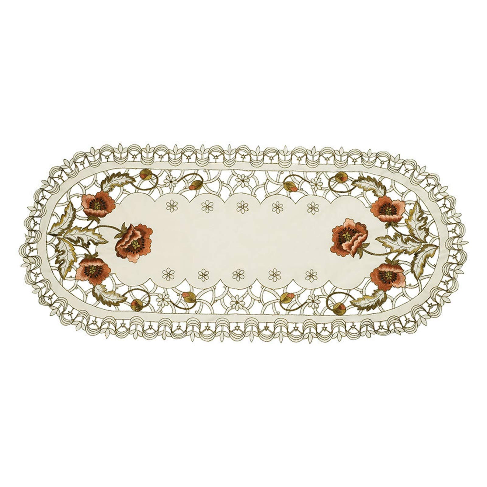 Elegant Embroidered Polyester Table Runner for Wedding, Bridal Shower, Festival & Party - Flag Shaped Coffee Tea Desk Tablecloth Placemat Decor (40x90cm, Red) - Perfect for Dining Tables, Buffets, and Special Event Decorations
