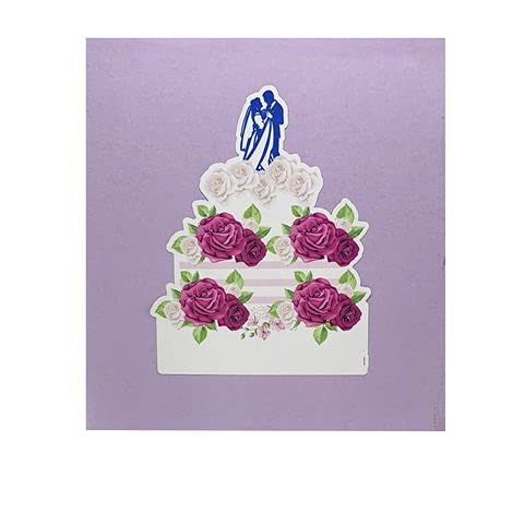 3D Wedding Cake Pop Up Greeting Card - Elegant 3D Pop Up Cards for Weddings, Anniversaries, Engagements & Valentine's Day | Perfect Romantic Birthday Card for Wife | Ideal for Wedding Party Favors & Special Occasion Gifts (W03)