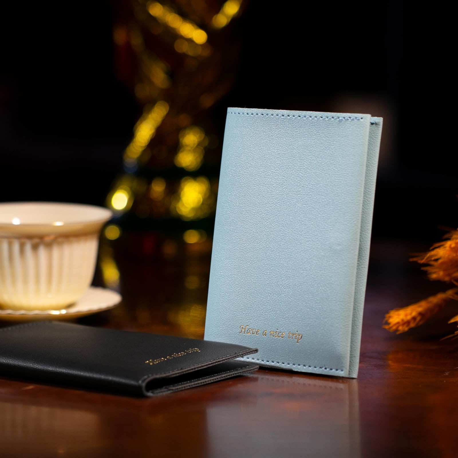 Premium RFID Blocking Passport Holder for Women & Men - Travel Wallet Cover Case with Multiple Card Slots - Ideal for Family Vacations, Business Trips & International Travel (Blue & Black)