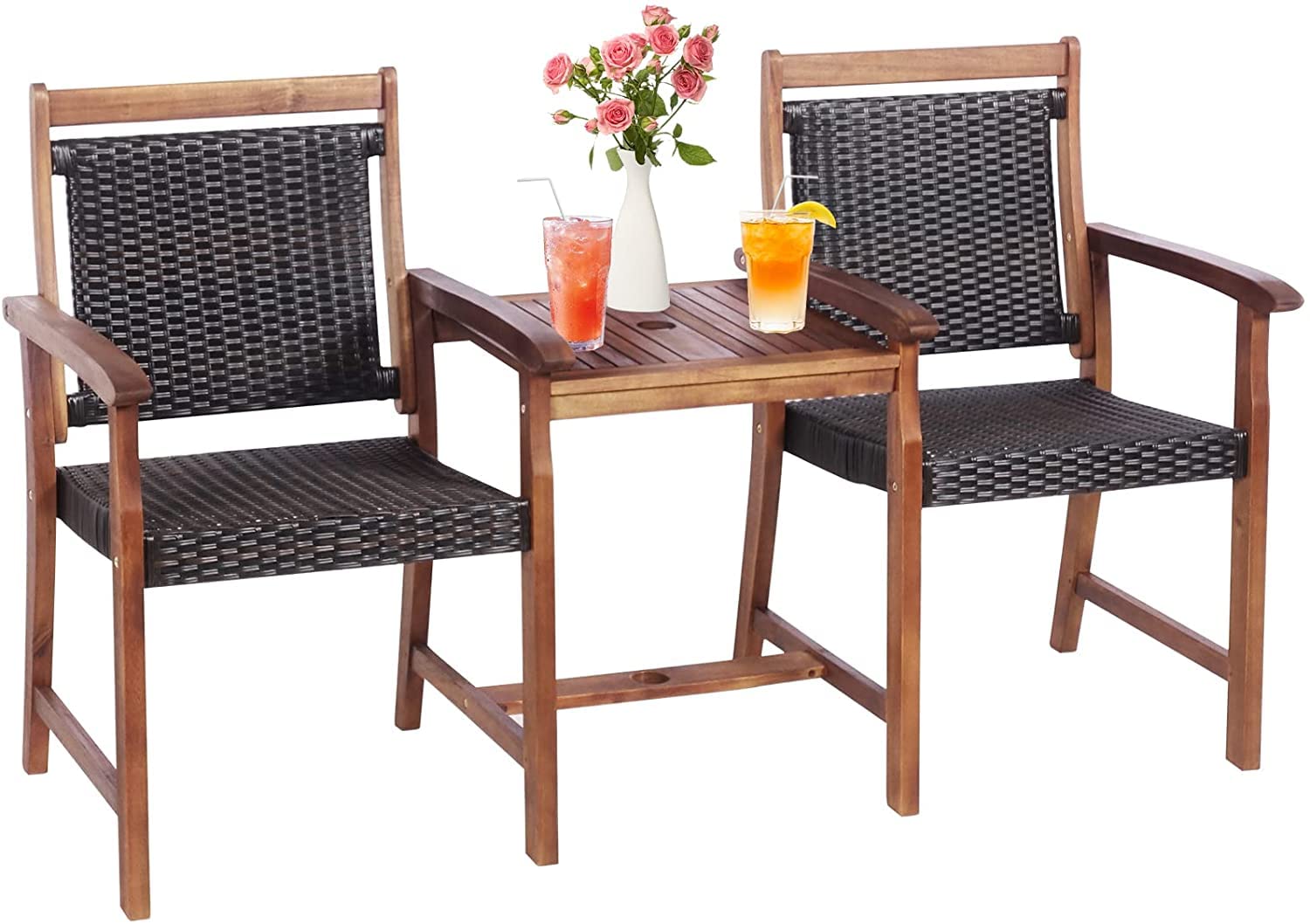 **LUARANE Acacia Wood Outdoor Garden Bench - Patio Bistro Set with Loveseat, Side Table & Umbrella Hole - Perfect for Backyard, Poolside, Balcony & Garden Conversations**    *(Optimized for SEO with keywords: Acacia Wood, Outdoor Garden Bench, Patio Bistro Set, Loveseat, Side Table, Umbrella Hole, Backyard, Poolside, Balcony, Garden Conversations)*
