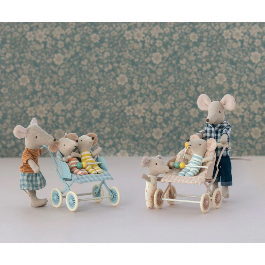 Maileg Stroller for Baby Mice - Adorable Rose Pink Doll Pram for Pretend Play & Collectibles | Perfect Gift for Kids, Nursery Decor & Imaginative Playtime