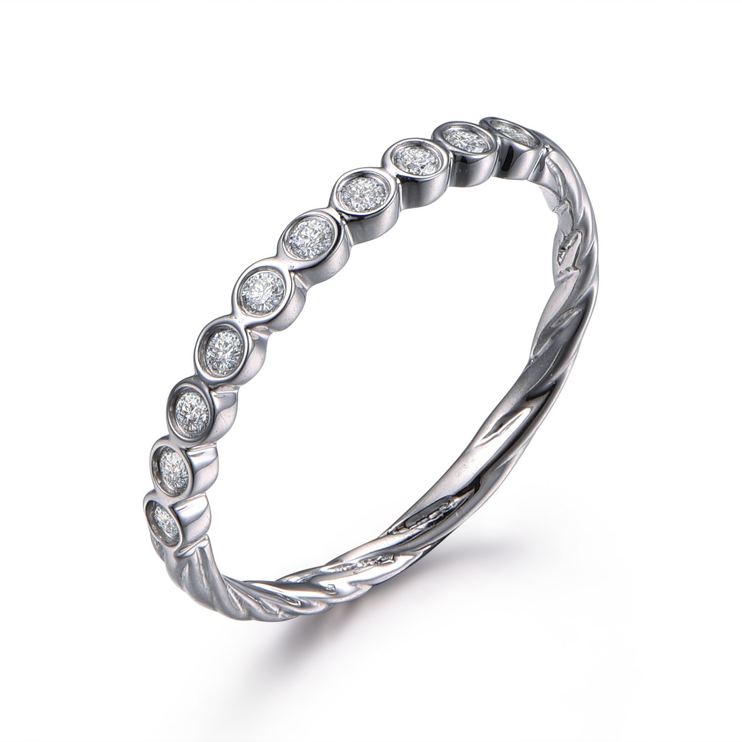 MYRAYGEM 14K Rose Gold Diamond Wedding Band - Half Eternity Bezel Set Infinity Twist Ring for Women, Anniversary Gift, Bridal Jewelry | Perfect for Engagement, Proposal, Valentine's Day & Special Occasions