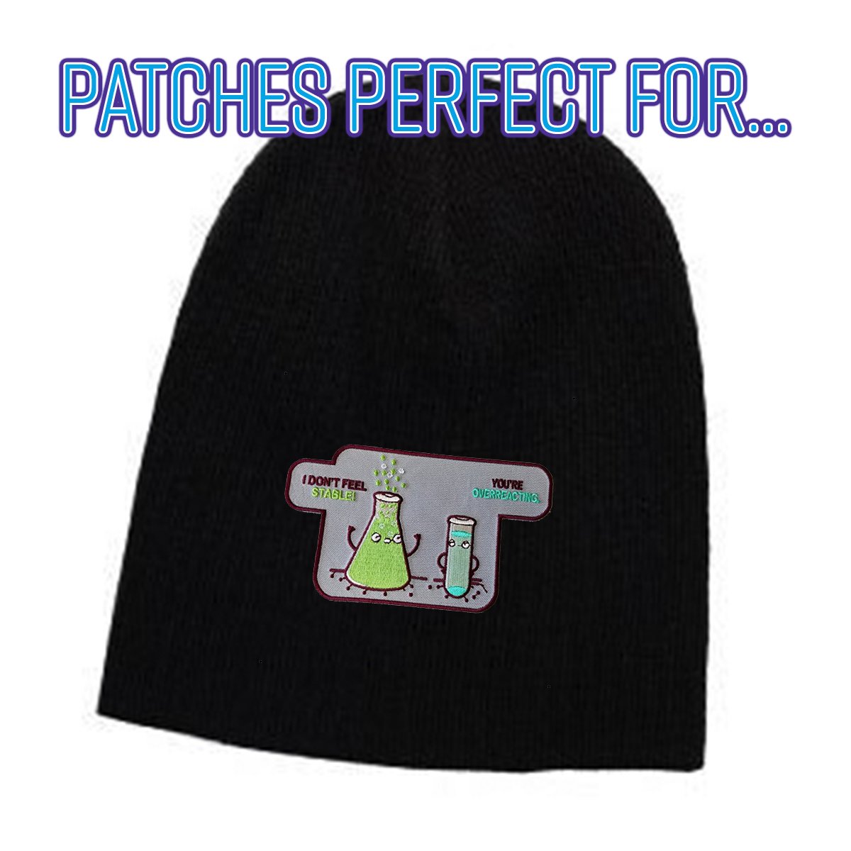 Funny Chemistry Beaker Iron On Patch - Science Humor Novelty Applique for Lab Coats, Backpacks & DIY Crafts