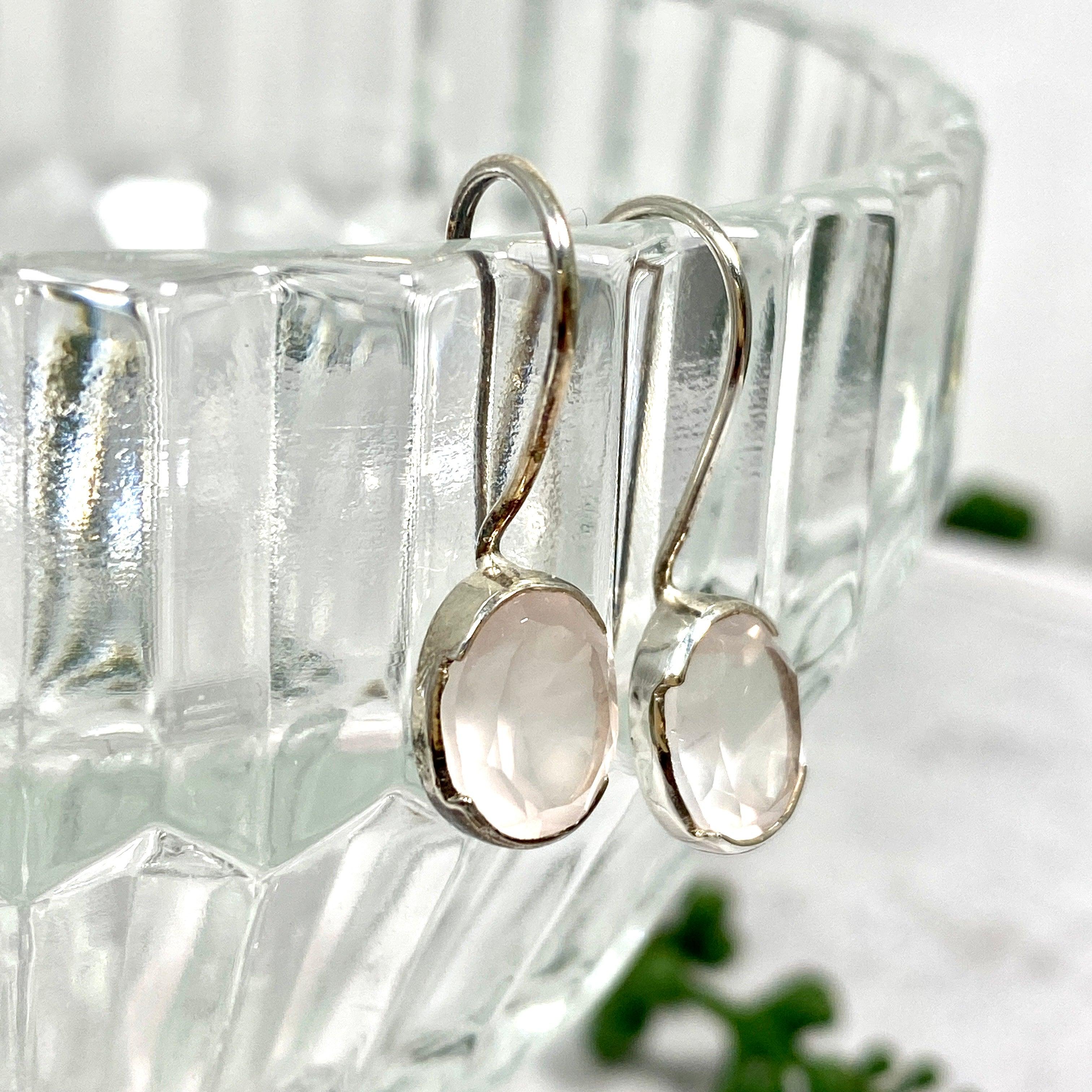 Rose Quartz Faceted Oval Earrings for Women - Elegant Gemstone Jewelry Gift for Her - Perfect for Weddings, Parties & Everyday Wear