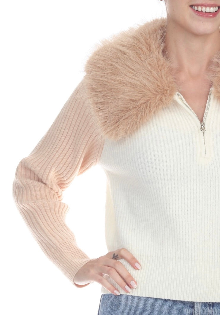Women's Diana Faux Fur Jacket Sweater - Cozy Winter Outerwear for Casual Outings & Date Nights