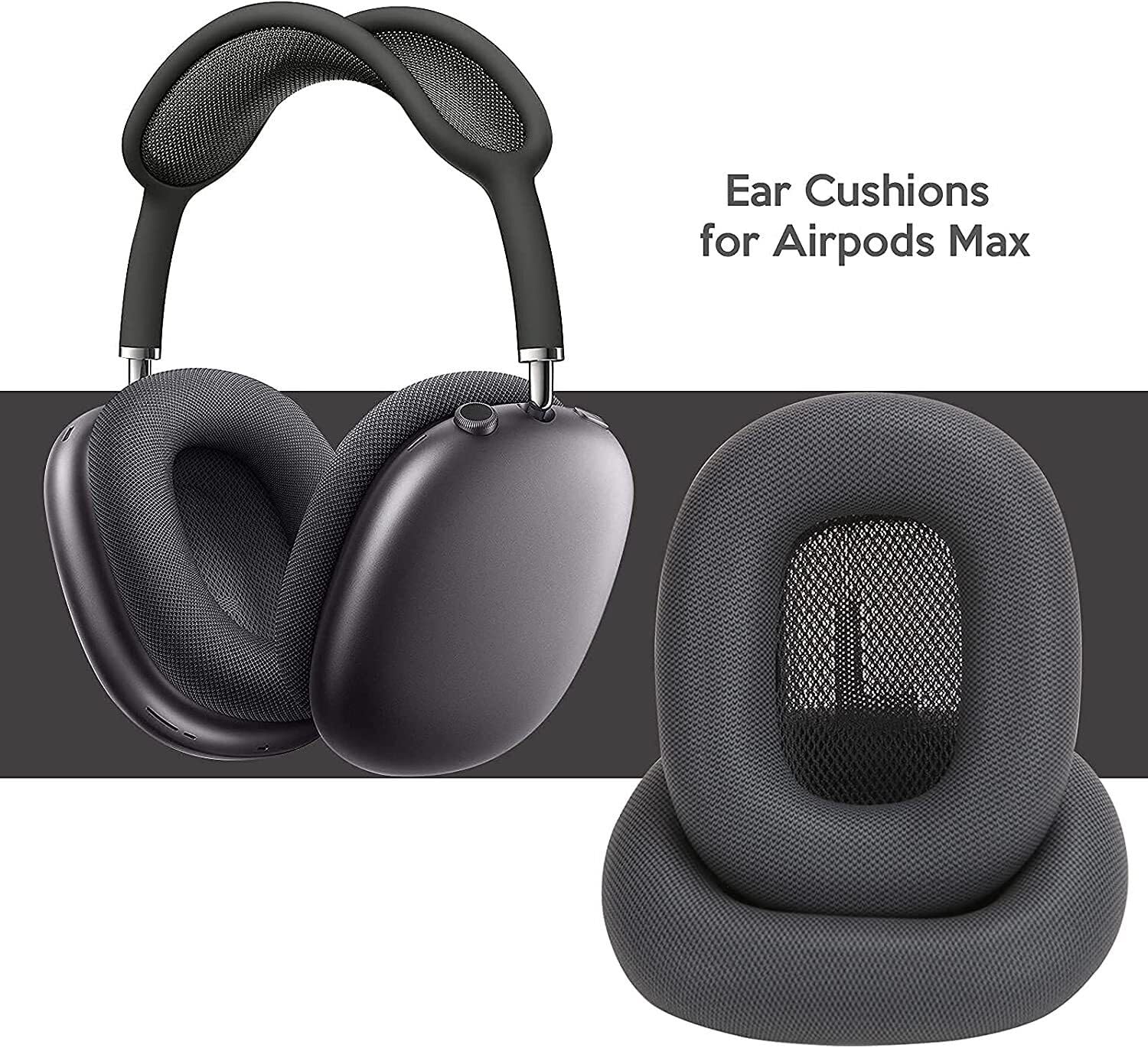 Premium Replacement Ear Cushions for AirPods Max - Soft Protein Leather & Memory Foam Ear Pads with Strong Magnets (Black) | Comfortable Noise Isolation for Work, Travel & Gaming