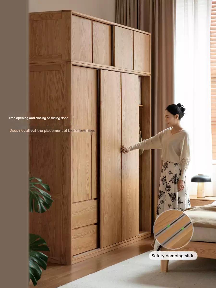 Solid Oak Wood Modern Wardrobe with Ample Storage - Perfect for Bedroom, Living Room, and Office Organization