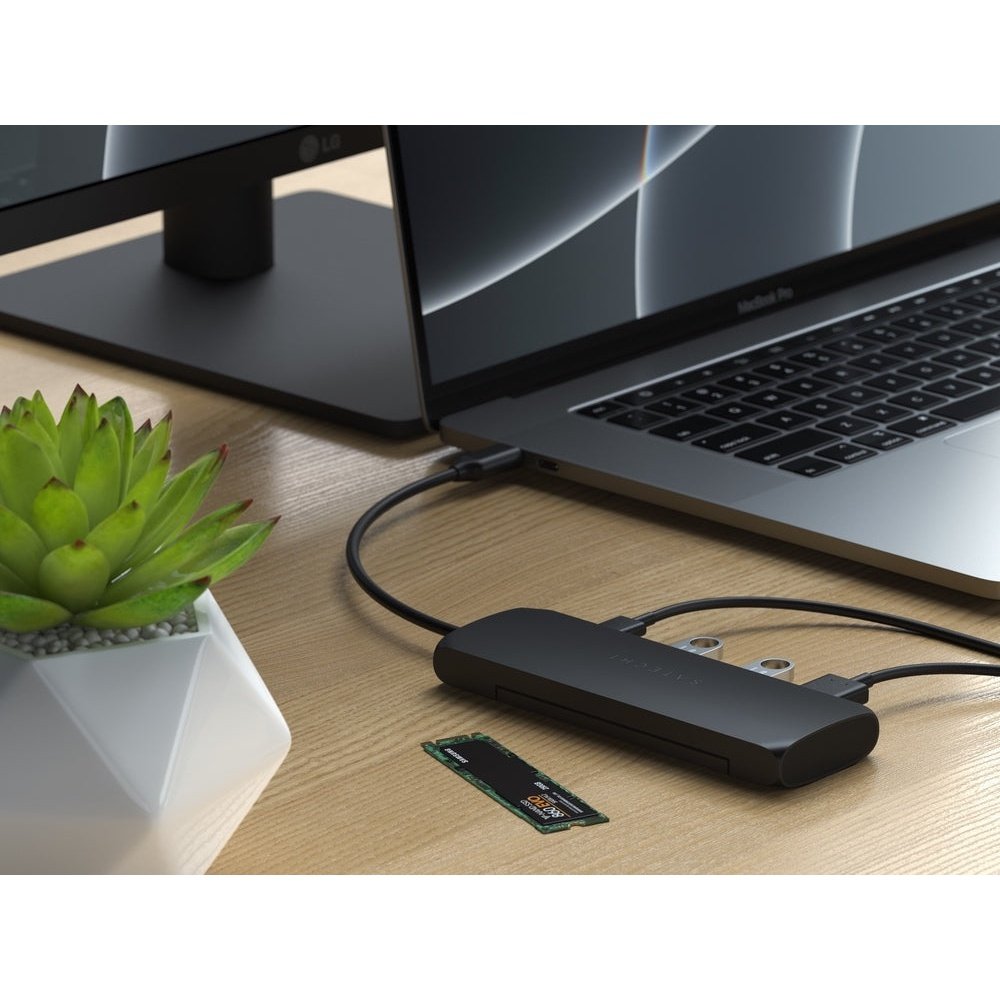 Satechi USB C Hybrid Multiport Adapter with SSD Enclosure - 4K HDMI, USB 3.0, 100W PD - Black | Expand Laptop Ports for MacBook Pro, iPad Pro, Windows | Perfect for Home Office, Travel & Video Editing
