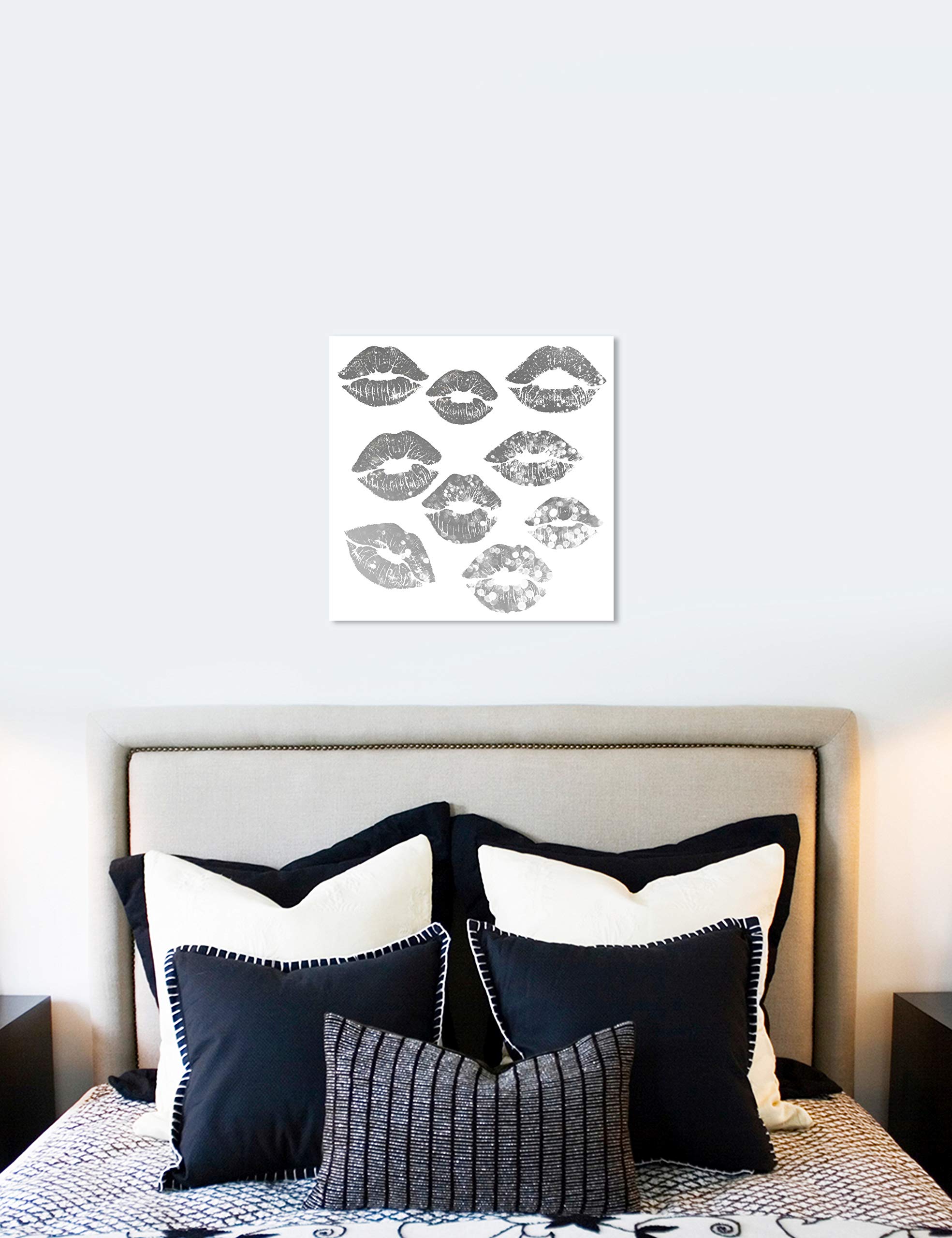 Oliver Gal Artist Co. 'Signs of Love Platinum' 30x30 Inch Gray & White Fashion Wall Art Canvas Print - Elegant Home Decor for Living Room, Bedroom & Office
