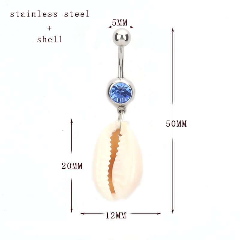 14G Seashell Dangle Navel Belly Ring Piercing Jewelry - Ocean Wave Design for Women | Perfect for Beach Parties, Summer Fashion & Body Piercing Enthusiasts | XBC76