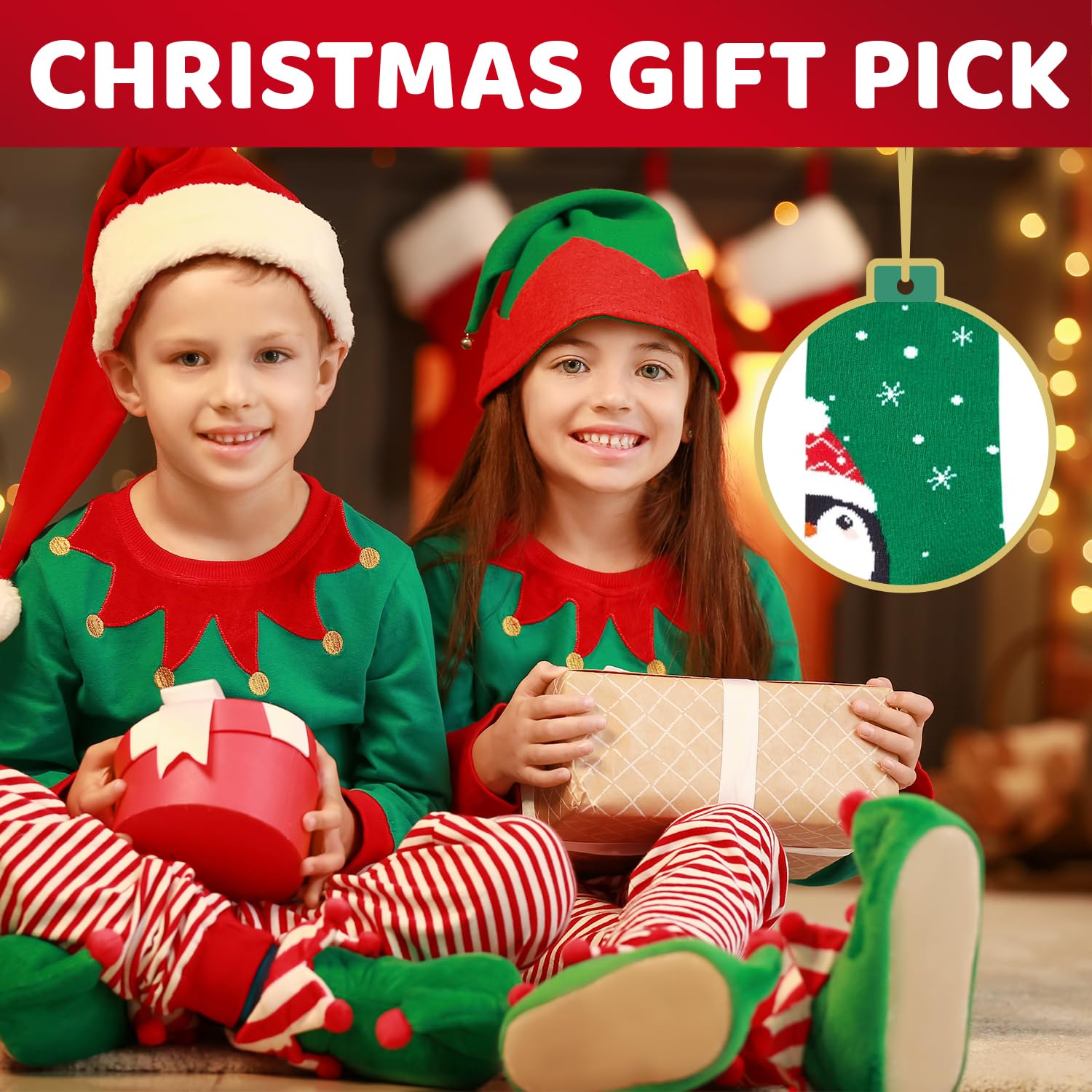 HappyPop Christmas Stocking Socks for Kids - Fun Holiday Gift Socks for Boys & Girls | Perfect for Secret Santa, Stocking Stuffers & Christmas Morning Surprises