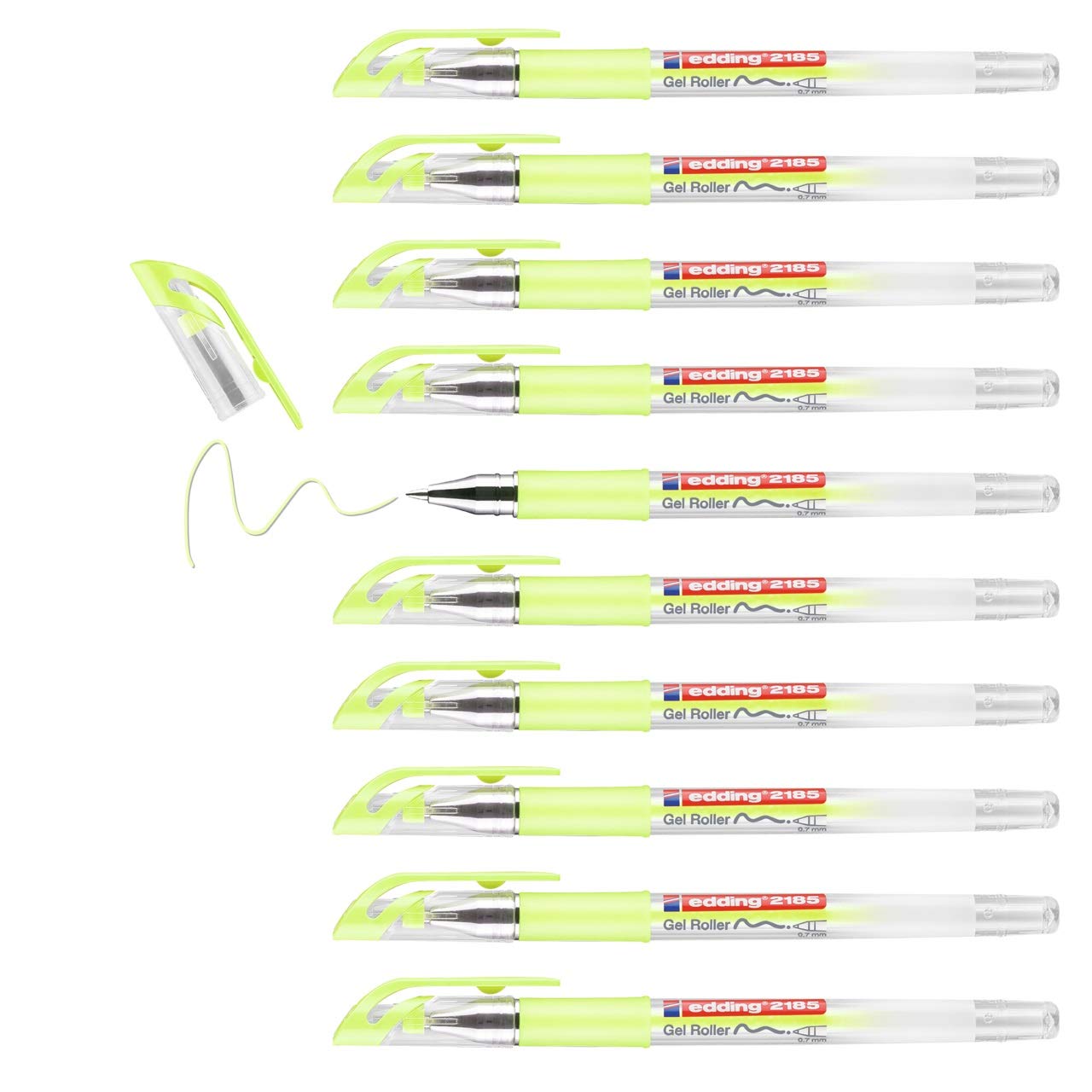 Edding 2185 Pastel Yellow Gel Roller Pen - 0.7mm Fine Tip - Set of 10 - Smooth Writing Gel Pens for Journaling, Drawing, Coloring Mandalas & Bullet Journals - Soft Pastel Gel Pens for School, Office & Artistic Projects