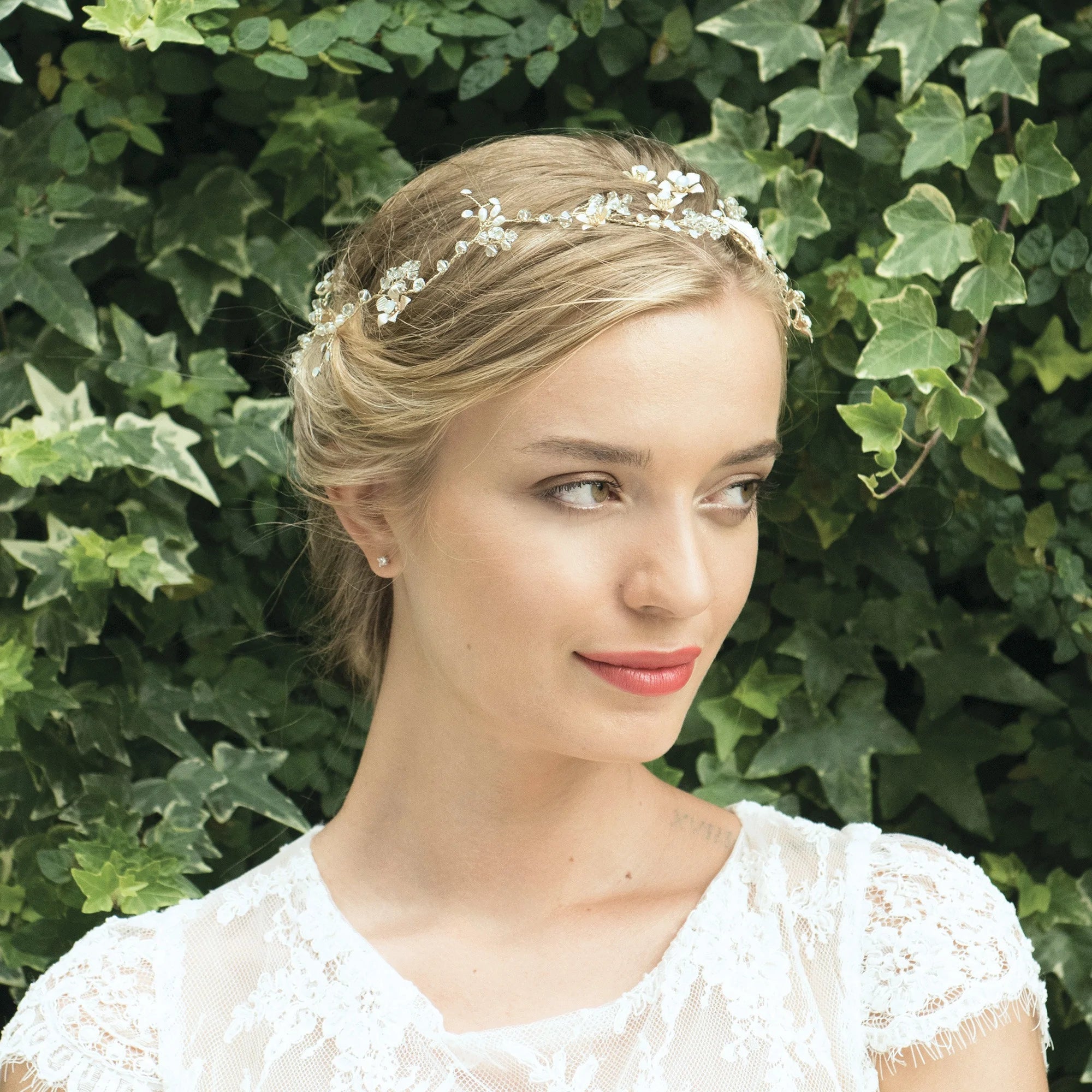Ivory & Co Gold Bridal Hair Vine with Summer Rose Design - Perfect for Weddings, Prom, and Formal Events