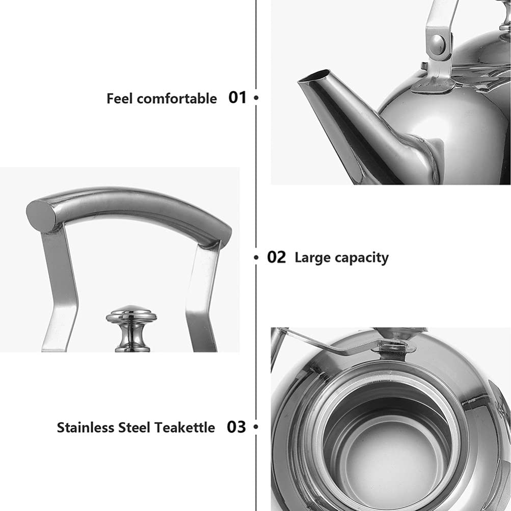 Premium 2L Stainless Steel Whistling Tea Kettle - Stovetop Safe Teapot with Built-in Strainer for Perfect Tea Brewing | Ideal for Home Kitchen, Camping & Office Use (Silver)