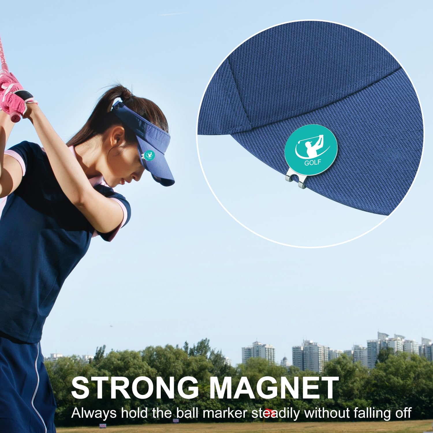 6pcs Magnetic Golf Ball Marker Hat Clips - Strong Metal Ball Marker Holder for Golf Hats, Caps, Pants, Gloves & Belts - Perfect Golf Accessories Gift for Men & Women - Ideal for Golf Tournaments & Practice Sessions