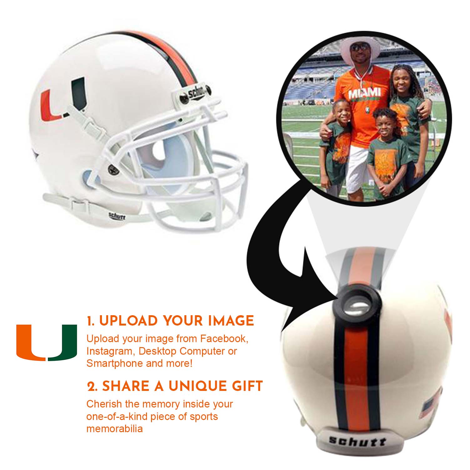Miami Hurricanes College Football Collectible Mini Helmet with Display Stand - Perfect for Fans, Memorabilia Collectors & Home Office Decor