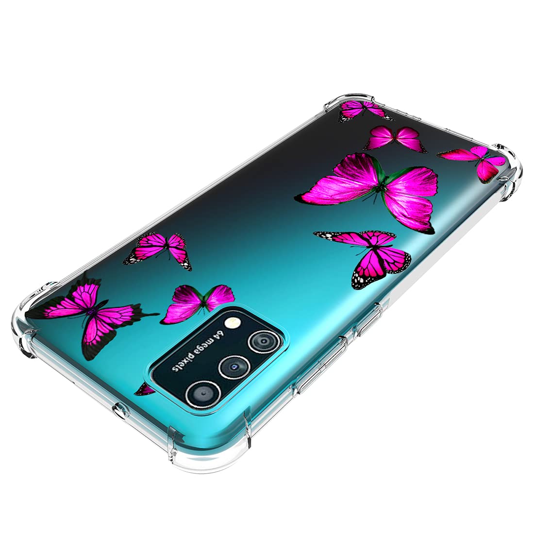 Samsung Galaxy A02S Phone Case for Women - Rose Butterfly Clear Slim Shockproof TPU Protective Cover with Soft Flexible Design | Perfect for Everyday Use, Work, and Travel