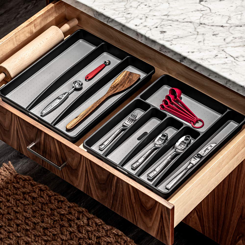 madesmart Classic Large Utensil Tray with Soft Grip - Non-Slip Kitchen Drawer Organizer for Utensils & Tools - BPA-Free Granite Design - Perfect for Home, Office & Dorm Organization