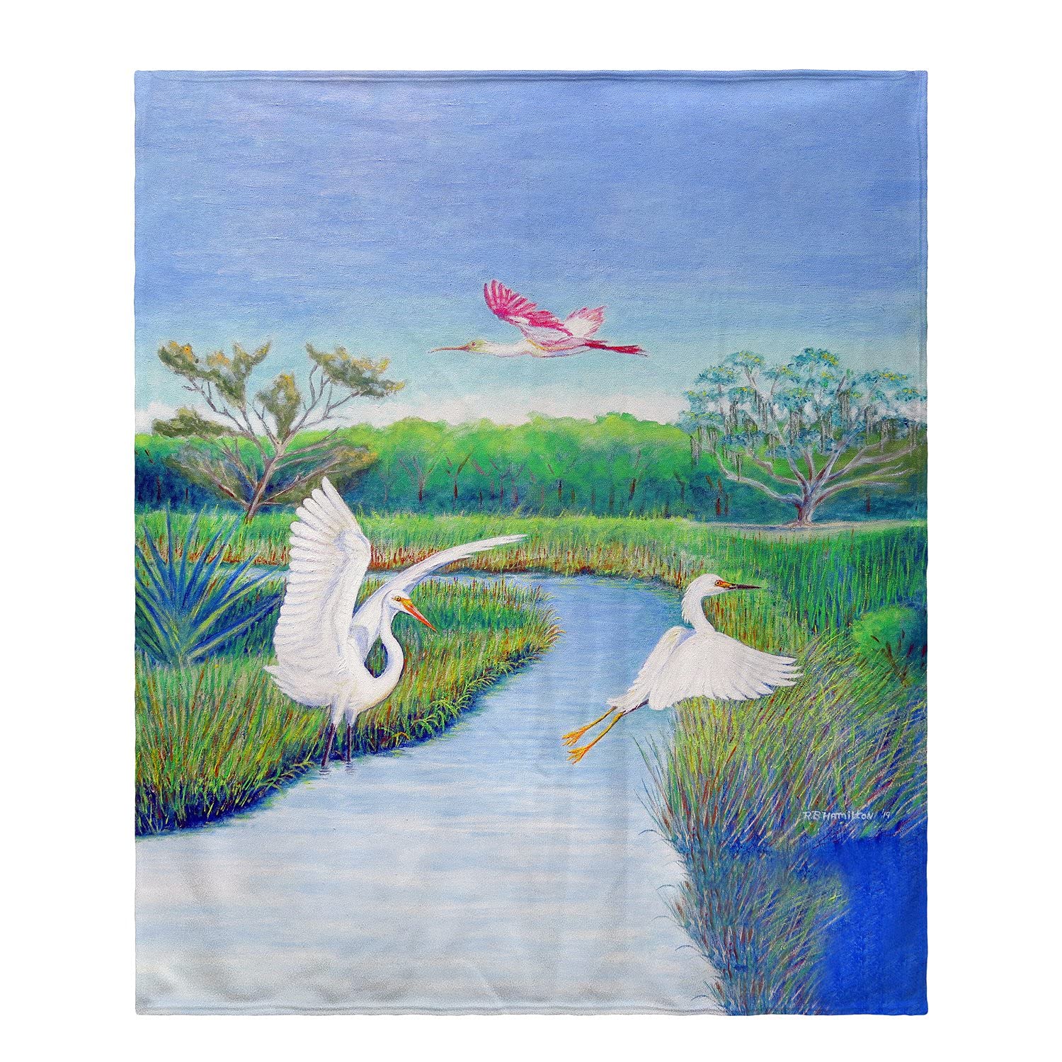Betsy Drake Marsh Wings Fleece Throw Blanket - Ultra Soft & Cozy Plush Fleece Blanket for Couch, Bed, Sofa - Perfect for Winter, Camping, Movie Nights & Home Decor