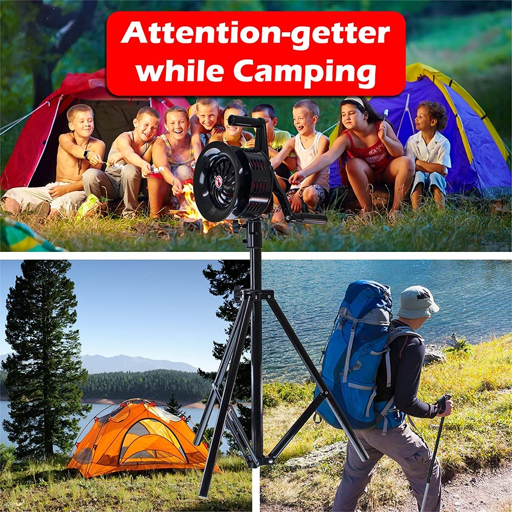 Vixen Horns VXS-2000MTP Metal Hand Crank Siren - 130dB Loud Air Raid Alarm with Foldable Tripod Stand | Portable Emergency Warning Device for Fire, Tornado, Storm & Outdoor Safety | Perfect for Emergency Preparedness, Security Alerts & Disaster Drills