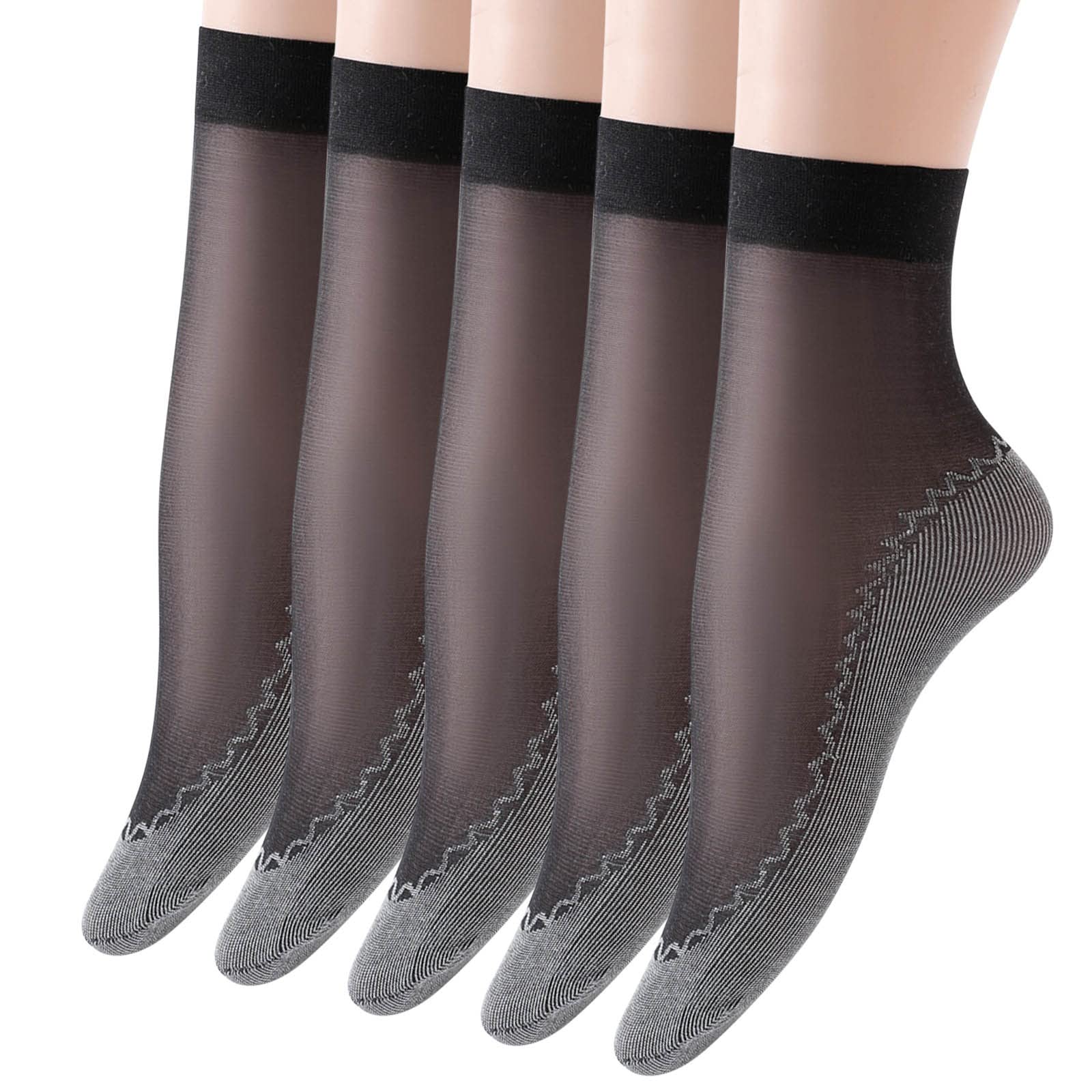5 Pairs Women's Non-Slip Cotton Socks - Solid Pattern, Breathable & Mid-Thick for Boots - Perfect for Winter, Home & Office Wear