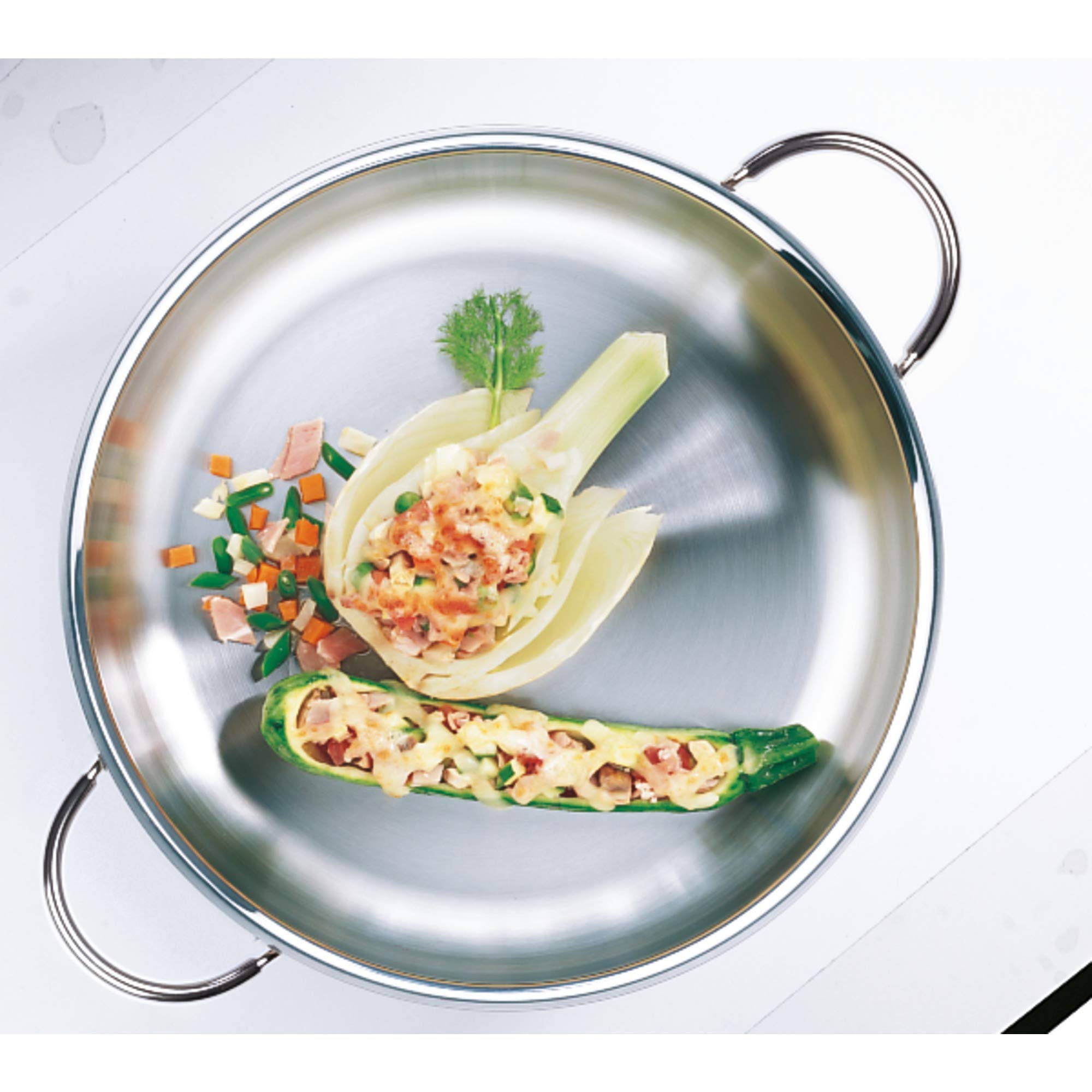 WMF 24cm Uncoated Stainless Steel Serving Pan with Pouring Rim - German-Made Profi Series, Induction Compatible & Dishwasher Safe - Perfect for Cooking, Serving & Entertaining