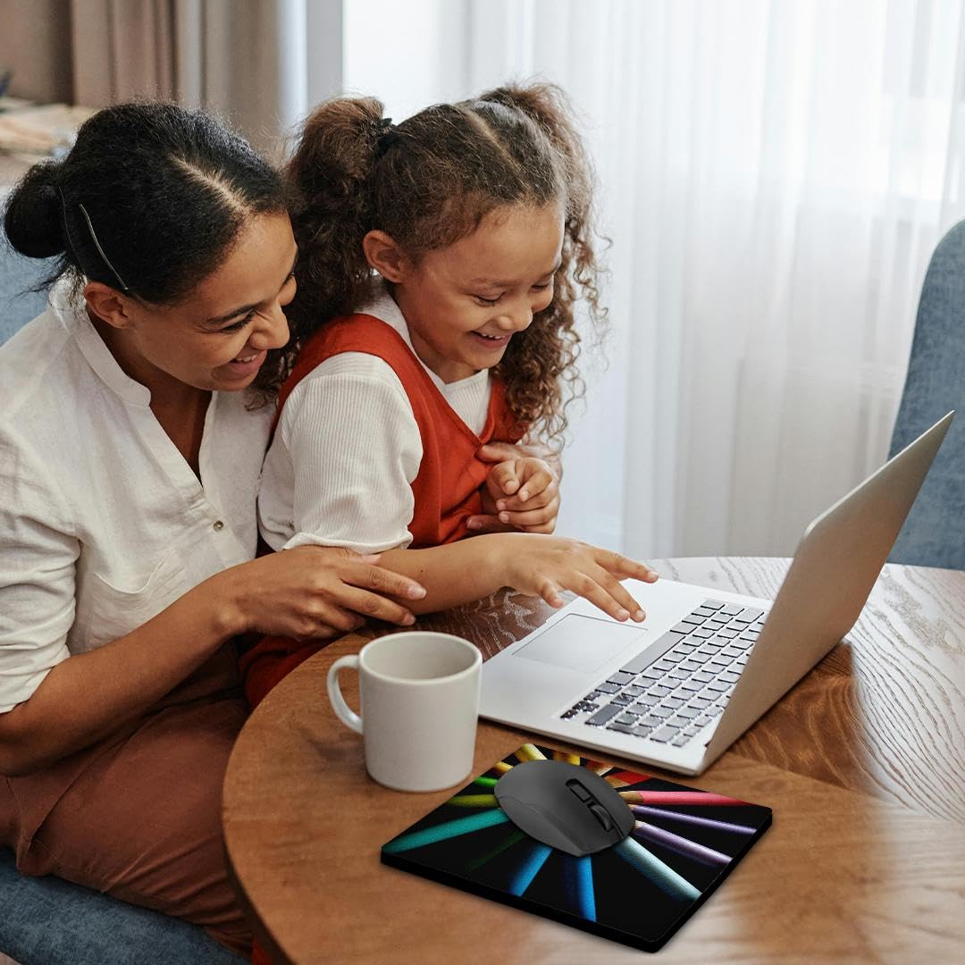 3D Rose 8x8 Inch Mouse Pad with Color Wheel Pencil Design - Non-Slip Rubber Base for Computer, Gaming & Office Use (mp_20536_1)