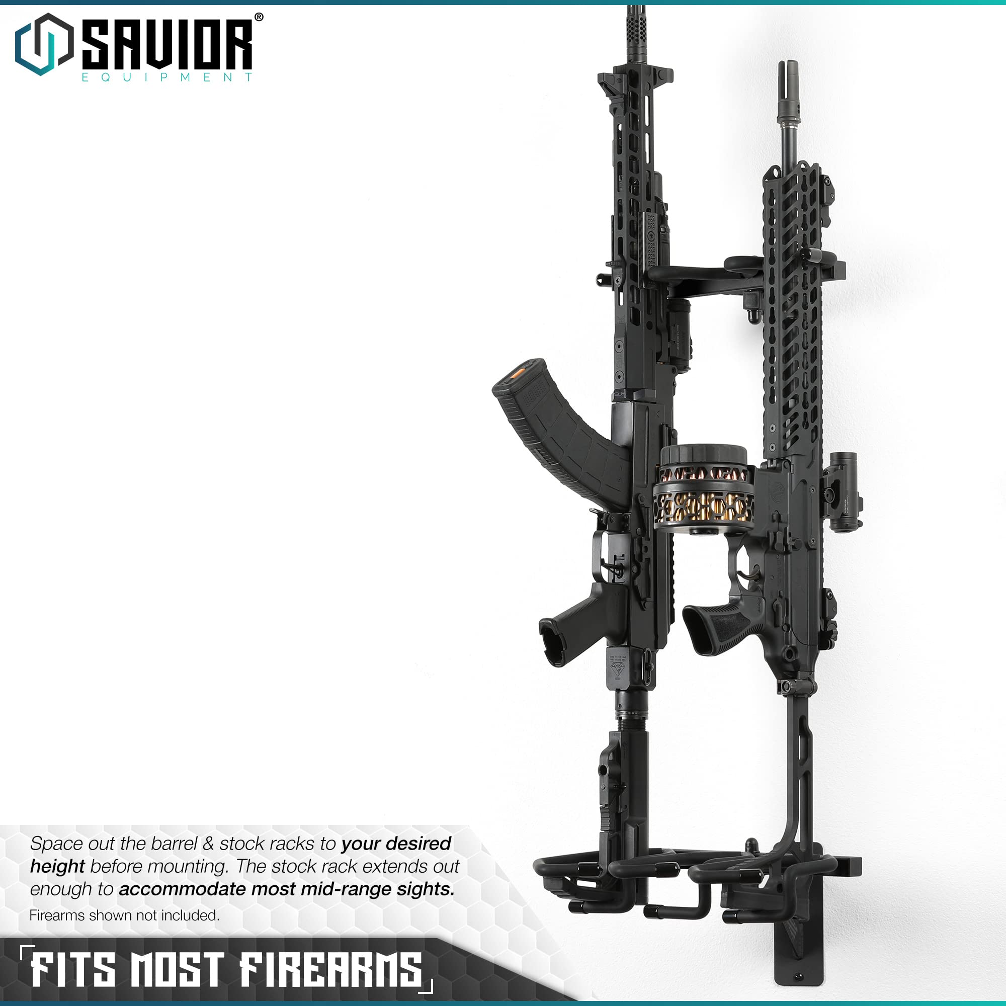Heavy Duty Wall Mount Rifle Rack - 3-Slot Tactical Shotgun & Carbine Storage Holder for Indoor Gun Display - Adjustable Wide Angle, Holds up to 75 lbs - Perfect for Home, Office, or Gun Range Organization & Secure Firearm Storage