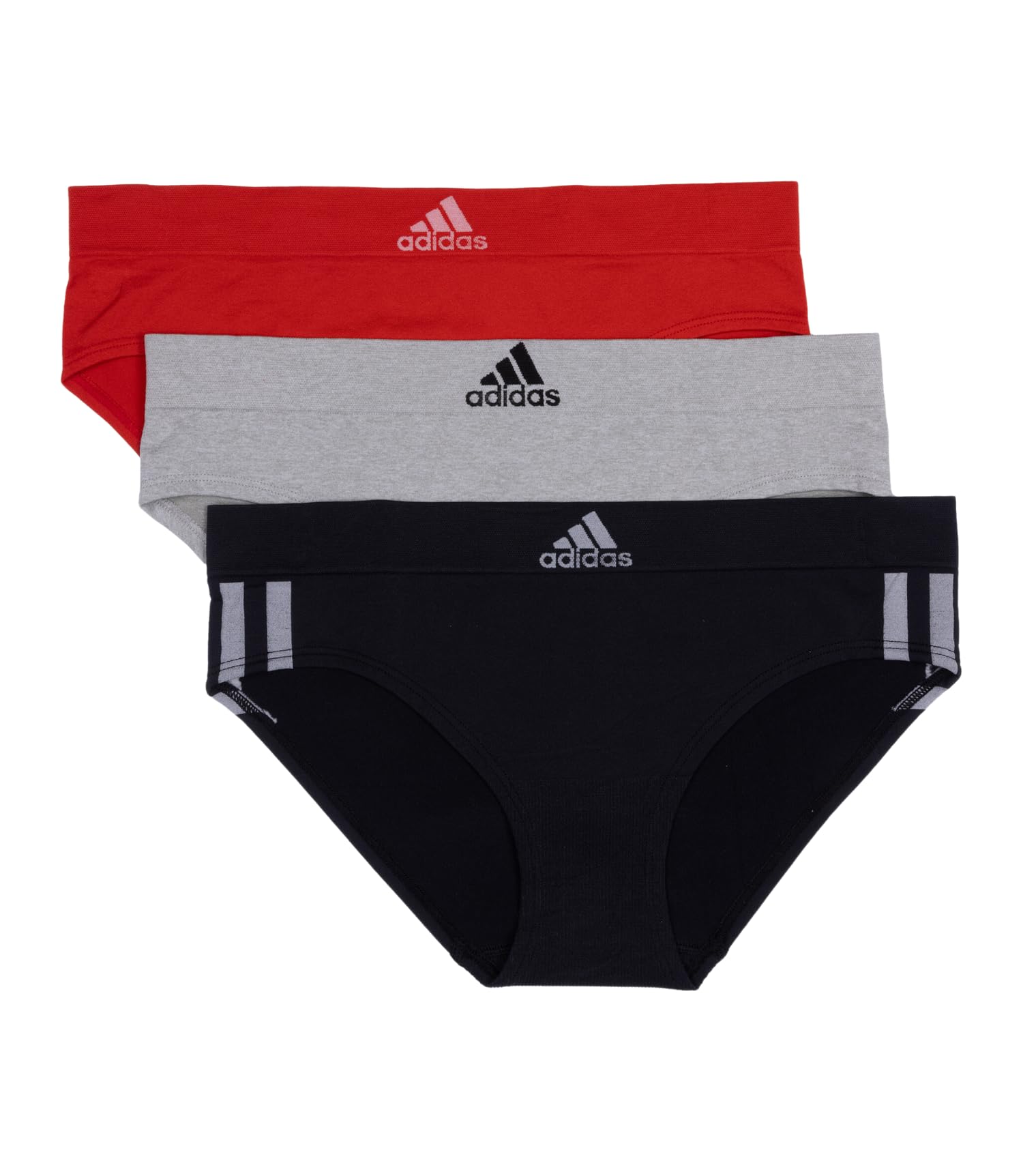 adidas Women's Seamless Hipster Underwear 3-Pack - Soft Breathable Comfort Fit Panties for Workout, Yoga & Everyday Wear