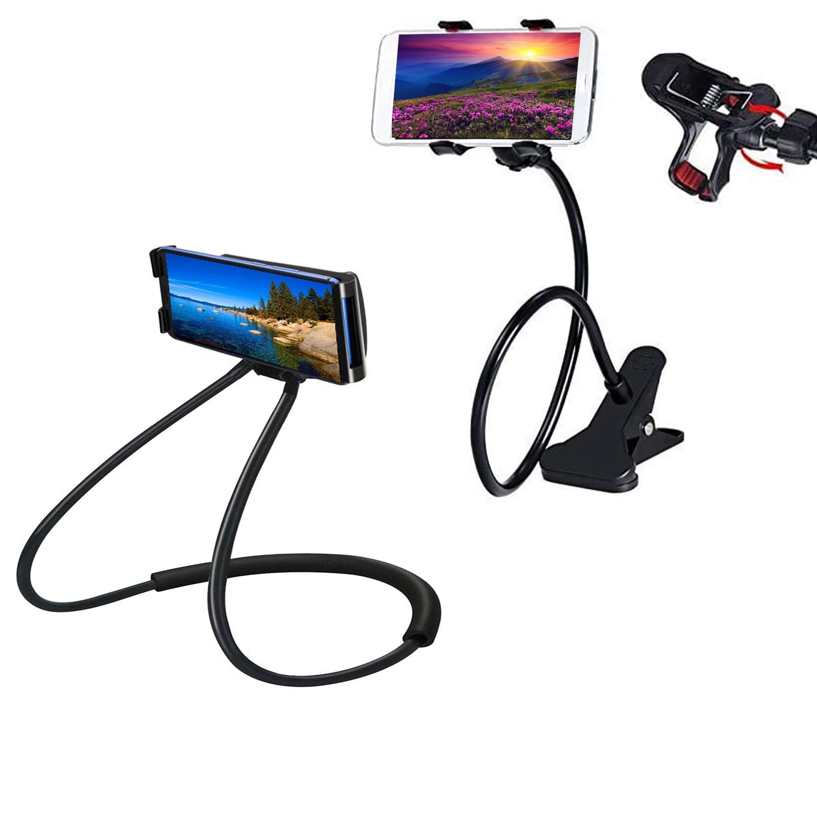 Flexible Gooseneck Phone Holder with Universal Clamp - Adjustable Lazy Bracket Stand for All Smartphones, DIY Free Rotating Neck Mount | Perfect for Watching Videos, Gaming, Cooking, and Hands-Free Use