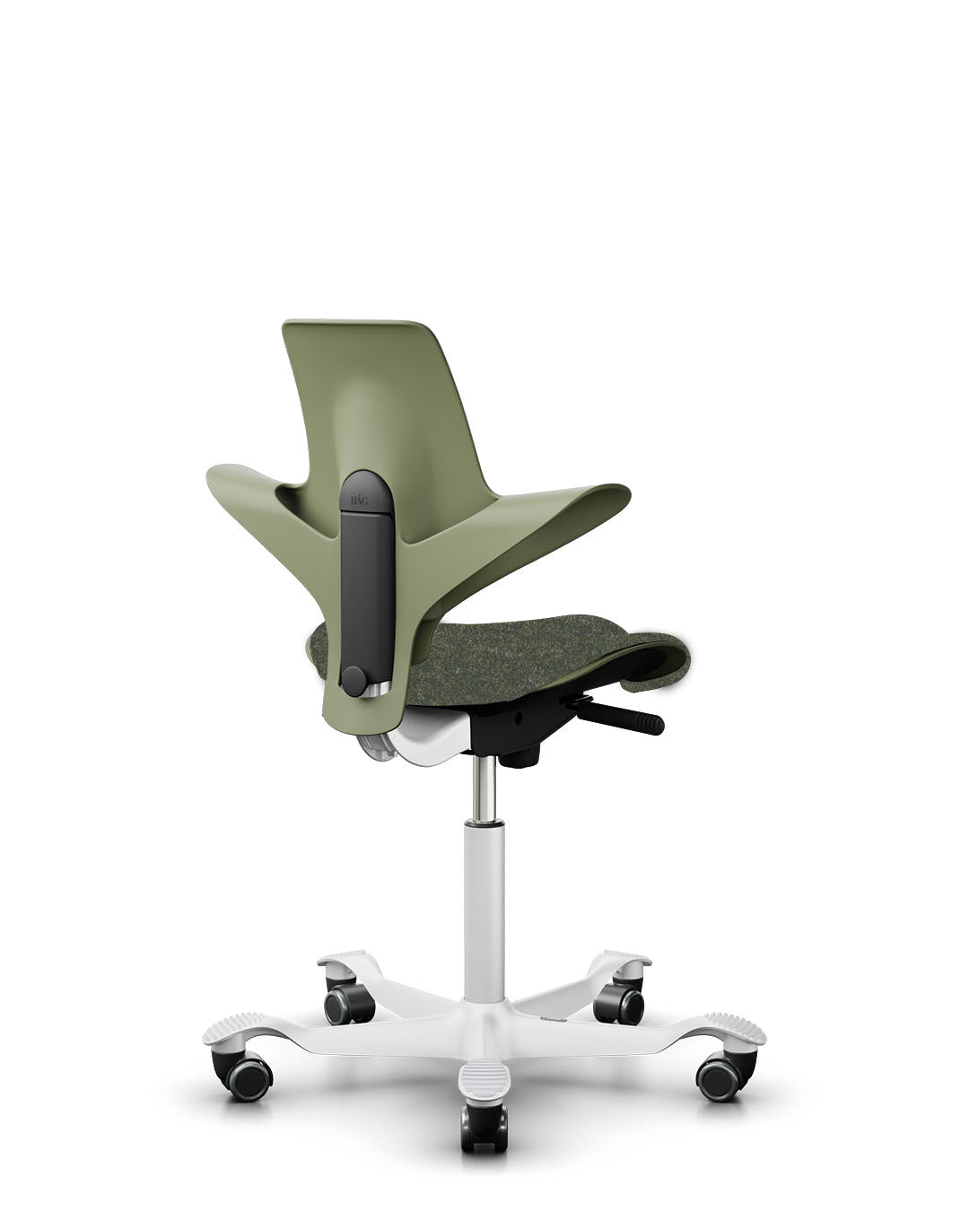 HÅG Capisco Puls 8020 Ergonomic Office Chair with Adjustable Height - Moss Grey Fabric by Kvadrat | Modern Design Collection for Home & Workspace | Perfect for Standing Desks, Creative Studios and Open Office Environments