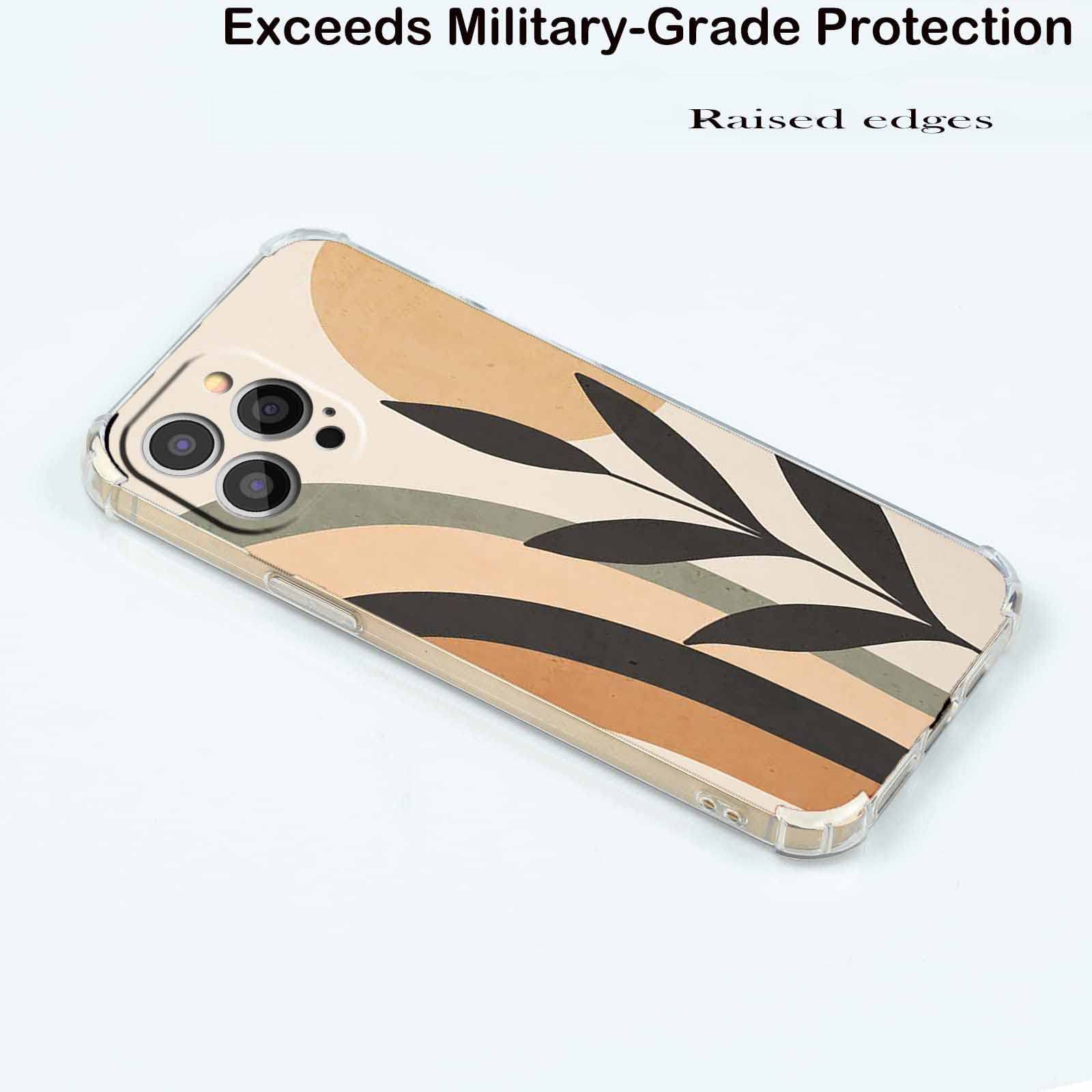 Abstract Rainbow Art iPhone 13 Pro Max Case - Aesthetic Minimalist Plant Design for Teens & Students | Trendy TPU Bumper Phone Cover | Perfect for School, Work & Everyday Use