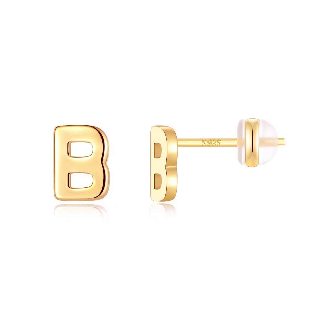 925 Sterling Silver Initial Stud Earrings for Women - Hypoallergenic Small Letter Earrings, Dainty Personalized Jewelry Gift for Her - Perfect for Everyday Wear, Birthdays & Special Occasions