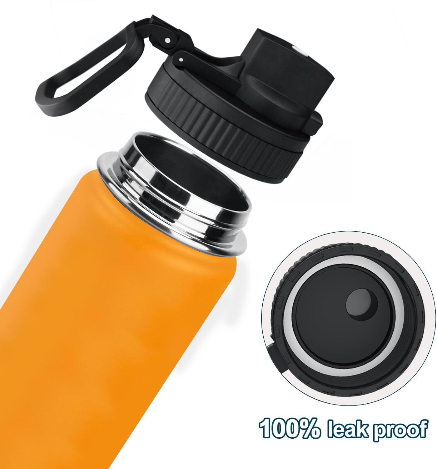 KOODEE 16 oz Stainless Steel Insulated Water Bottle with Straw - 2 Pack BPA Free Reusable Metal Bottles for Women & Girls (Apple Green & Mango Yellow) - Perfect for School, Gym, Hiking & Outdoor Activities