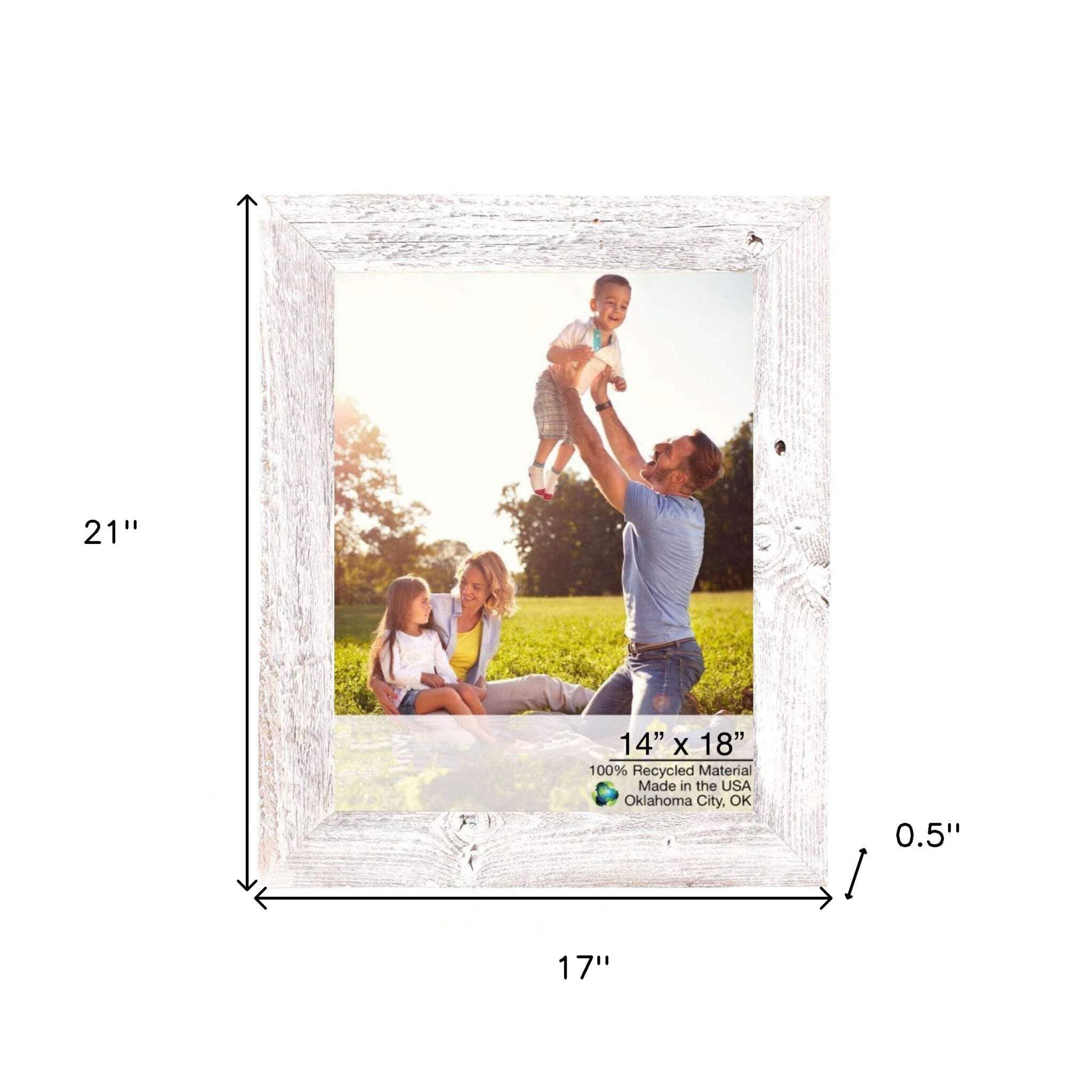 HomeRoots 14x18 Inch Whitewashed Wood Picture Frame - Perfect for Wall Decor, Family Photos & Art Display in Living Room, Bedroom or Office