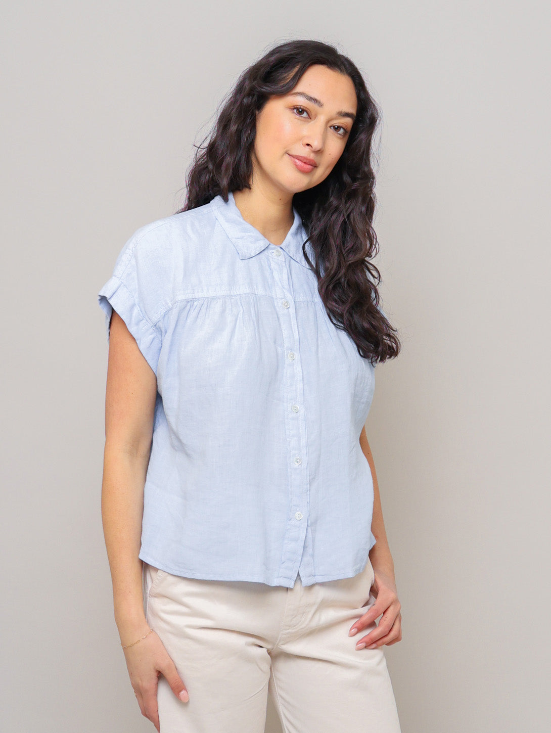 Aria Linen Shirt for Women - Breathable Billow Sleeve Blouse - Casual Summer Tops for Beach, Office & Vacation Wear
