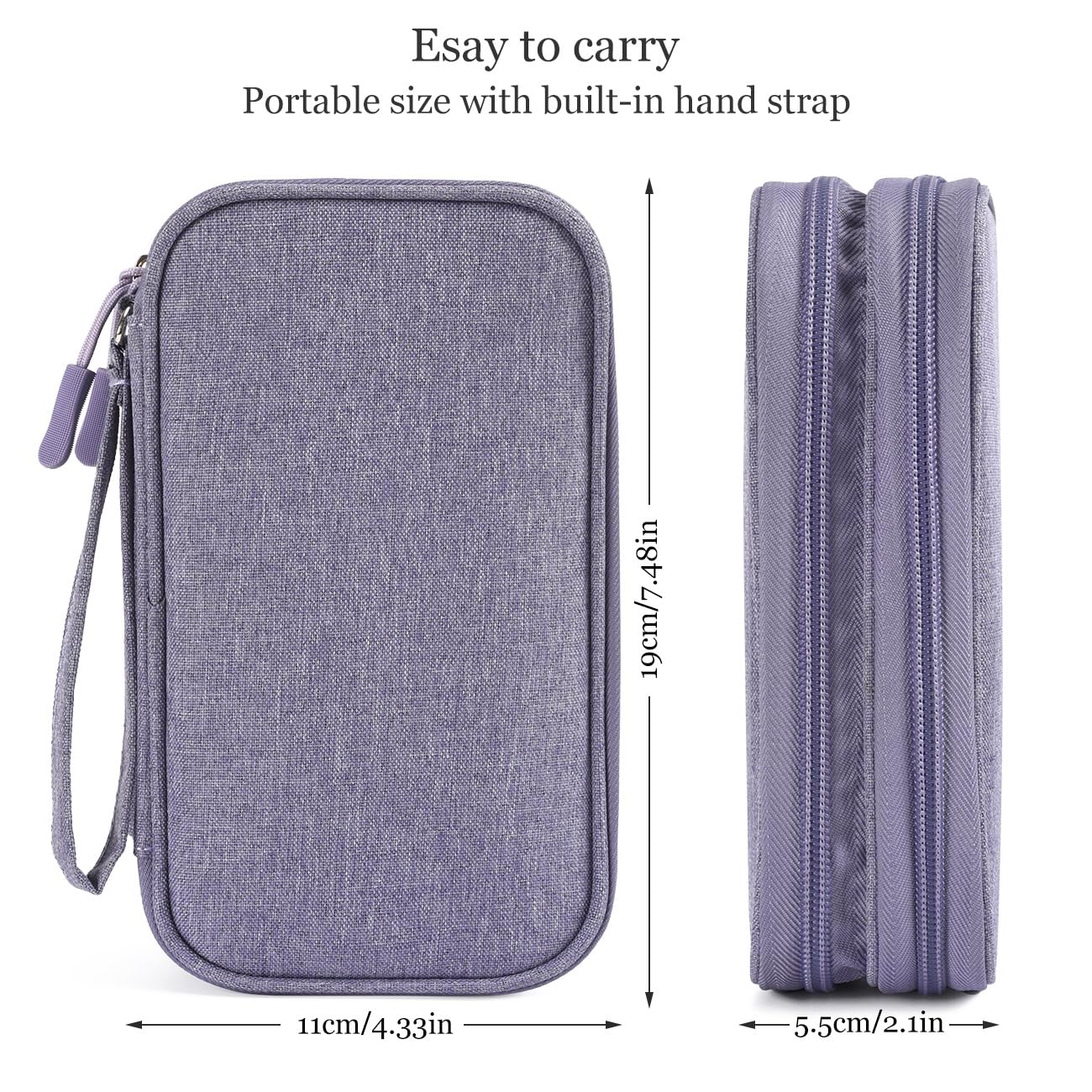 Electronic Organizer Travel Cable Accessories Bag - Waterproof Storage Case for Power Bank, Chargers, USB Cables, Earphones & Mouse - Portable Cord Organizer for Office, Home & Travel (Purple)