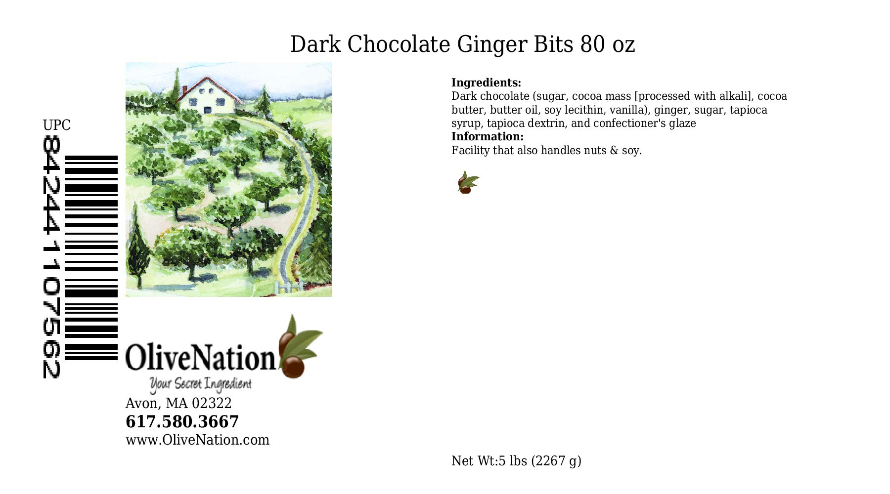 OliveNation Dark Chocolate Covered Ginger Bits - Gourmet Candied Diced Ginger Snack, Sweet & Spicy (80oz) - Perfect for Baking, Gift Baskets & Holiday Treats