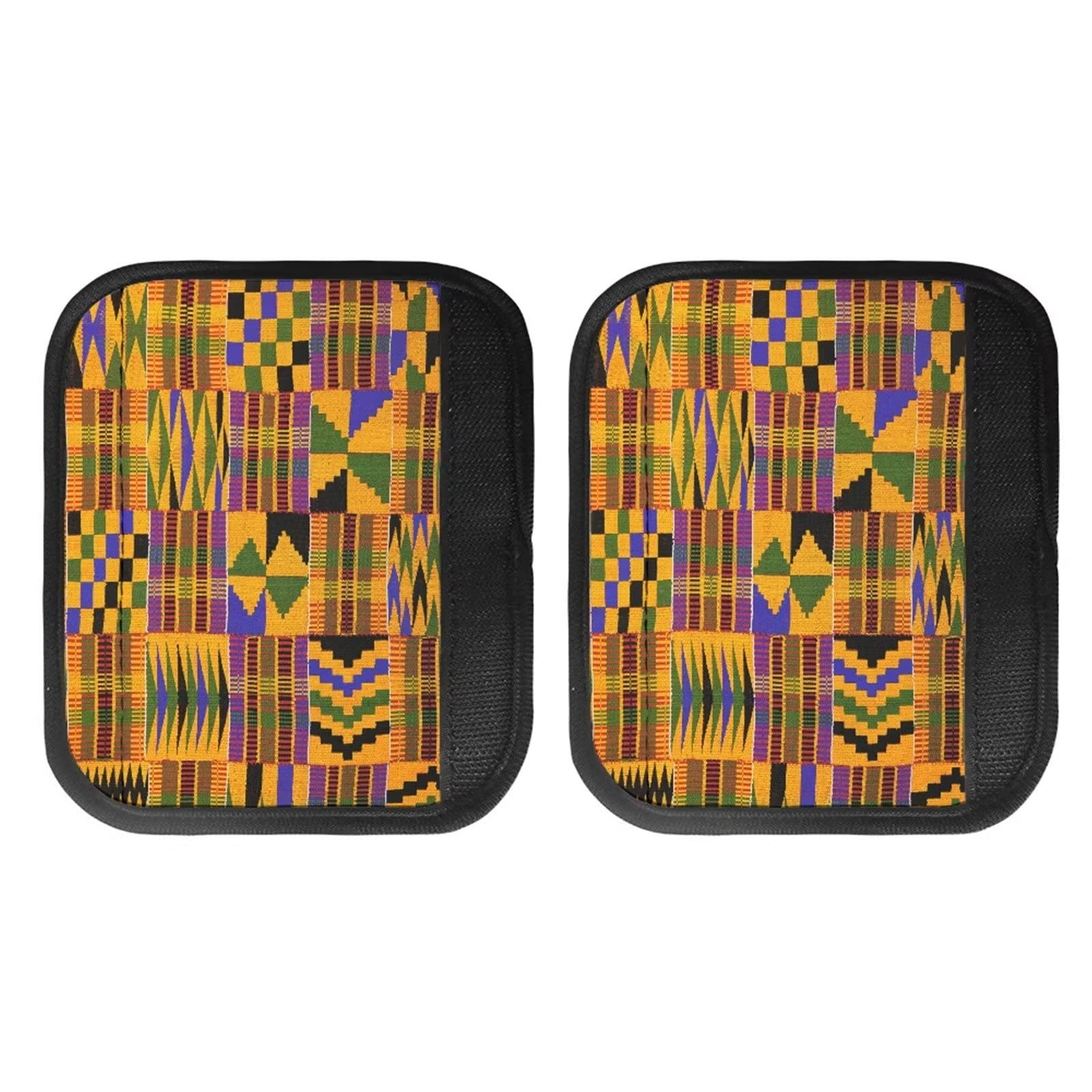 SEANATIVE African Kente Print Refrigerator Handle Covers - Set of 2, Microwave & Dishwasher Armrest Protectors - Ethnic Style Fabric for Kitchen Appliances - Perfect for Home Decor & Cultural Themed Kitchens