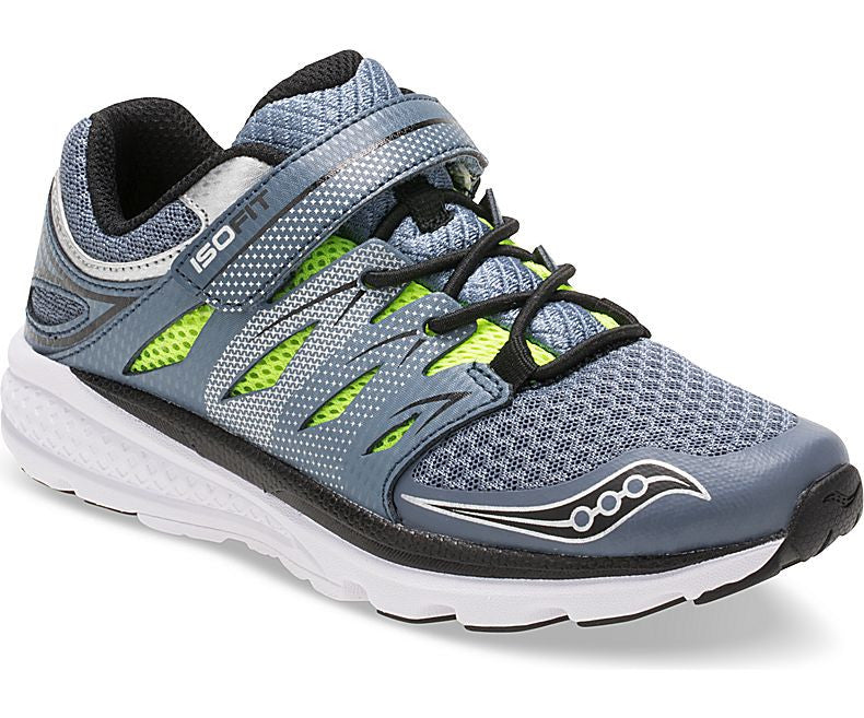 Saucony Zealot 2 A/C Wide Kids Running Shoes - Grey - Lightweight Athletic Sneakers for Boys & Girls - Perfect for School, Sports & Outdoor Activities